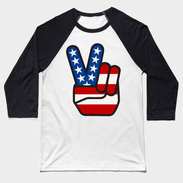 Stars and Stripes Peace Sign Baseball T-Shirt by n23tees